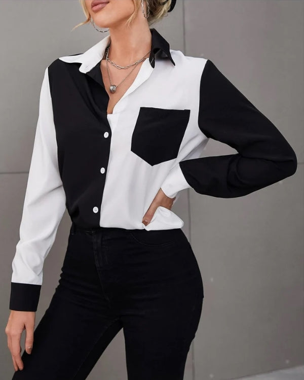 Camisa Feminina Black and White Bicolor