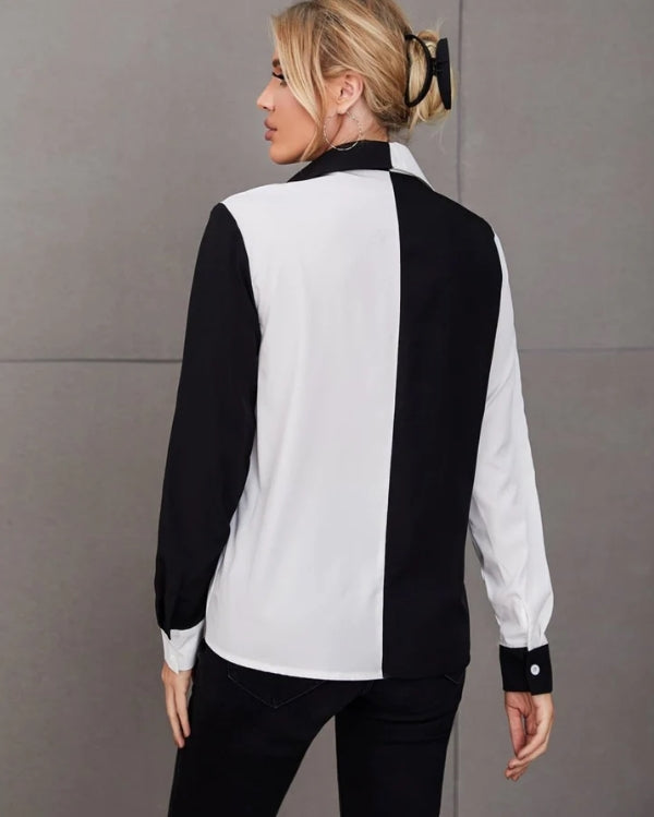 Camisa Feminina Black and White Bicolor