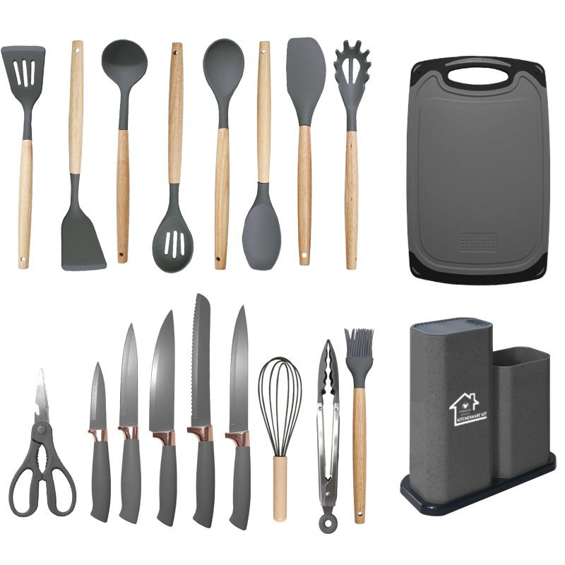 Kit de Utensílios de Cozinha em Silicone - Jogo de 19 Utensílios