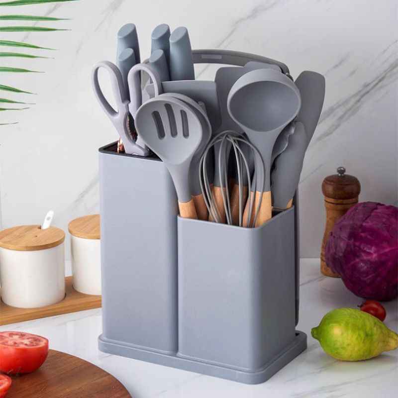 Kit de Utensílios de Cozinha em Silicone - Jogo de 19 Utensílios